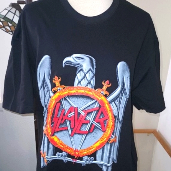 Gildan Black Graphic Tee with Red and Orange Design - Picture 1 of 1